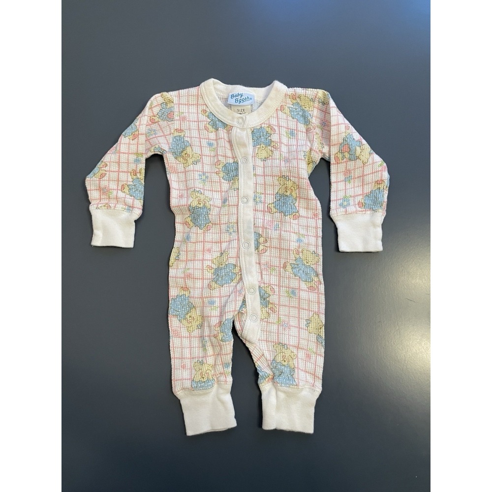 Vintage Baby B'gosh Oshkosh Thermal One Piece 3 Months Waffle Cotton Teddy Bear